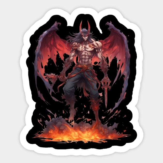 Malevolent Depths Perils of the Evil Demon Hell Underworld Sticker by animegirlnft